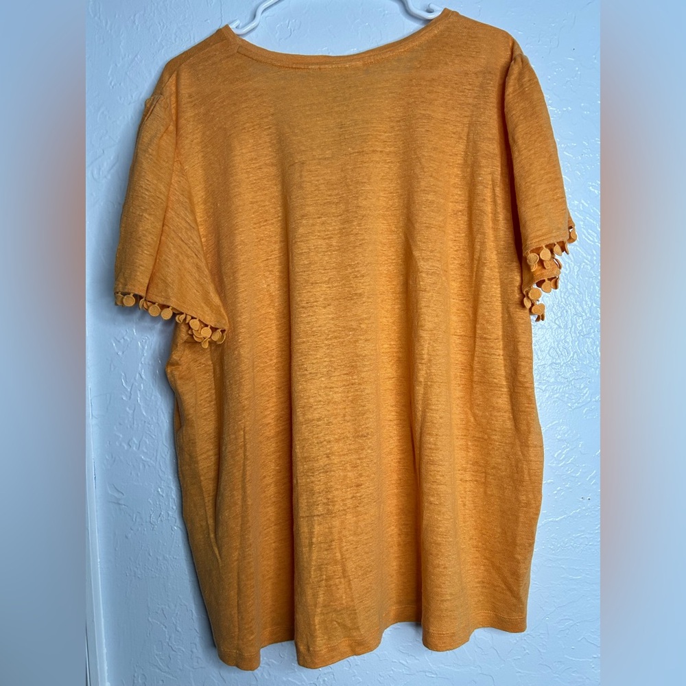 Chico's Vibrant Orange Blouse with Pom-Pom Detail Size XXL NWT Maximalist - Picture 5 of 9
